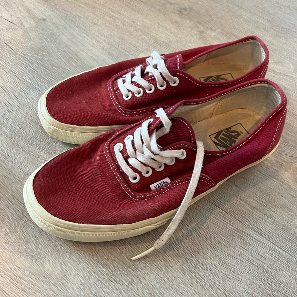 Vans Burgundy Canvas Shoes with White Accents